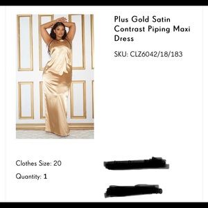 Plus Gold Satin Contrast Piping Maxi Dress